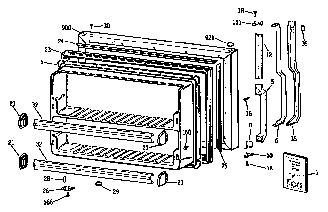 GE TBX21NIXBRAA freezer door diagram