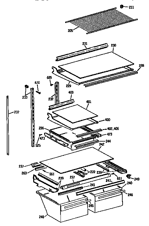 GE TBX21NIXBRAA shelf parts diagram
