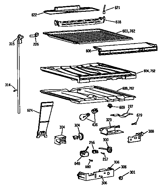 GE TBX21NIXBRAA compartment separator parts diagram
