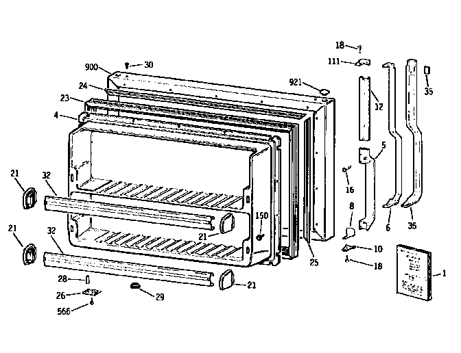GE TBX18DIXERAA freezer diagram