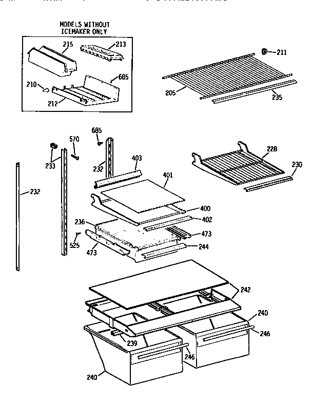 GE TBX18DIXERAA shelf parts diagram