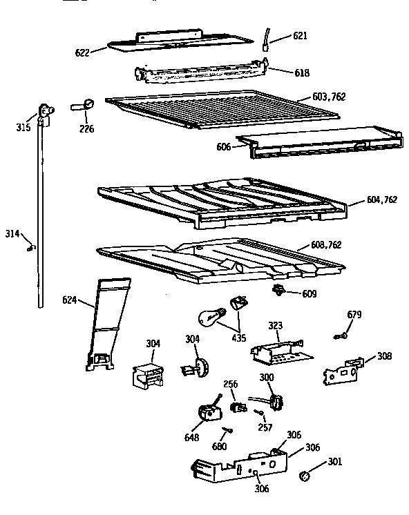 GE TBX18DIXERAA compartment separator parts diagram
