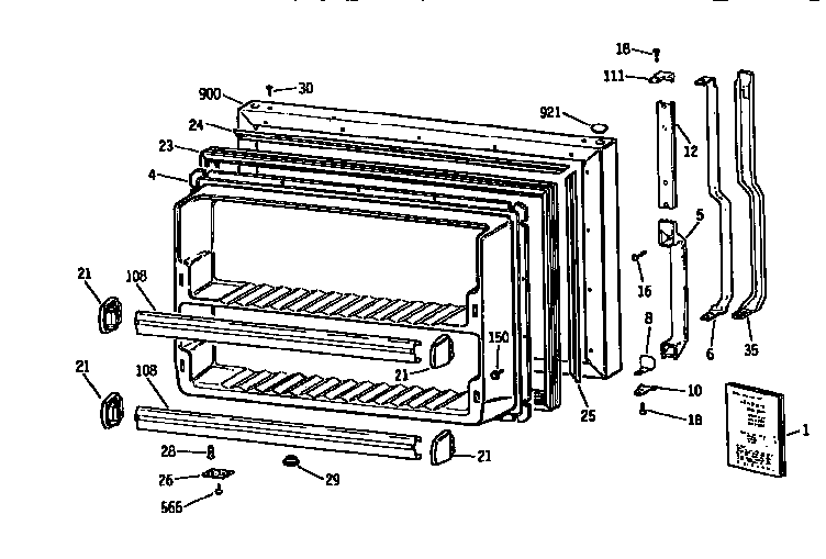 GE TBX18JISARWH freezer door diagram
