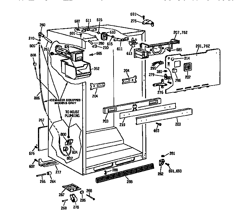 GE TBX18JISARWH cabinet parts diagram