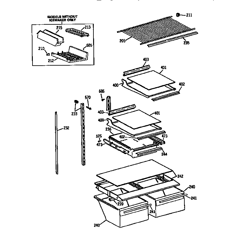 GE TBX18JISARWH shelf parts diagram