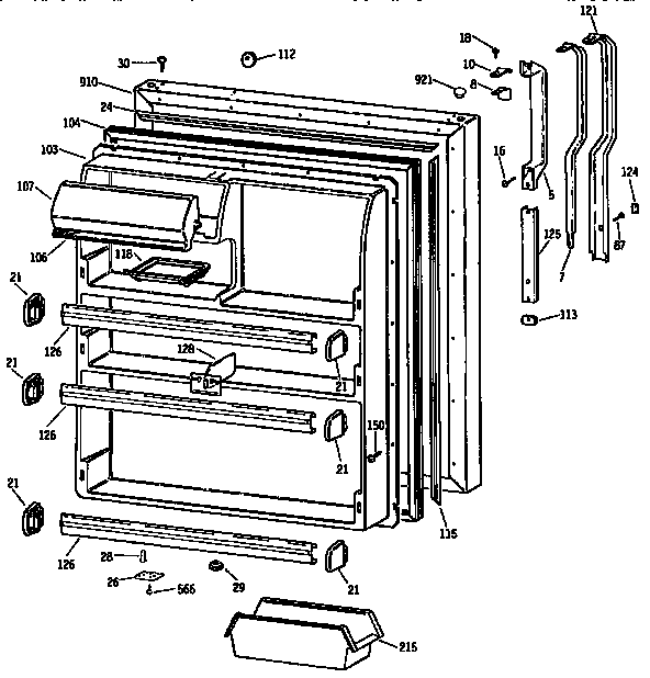 GE TBX21JISRRAD fresh food door diagram