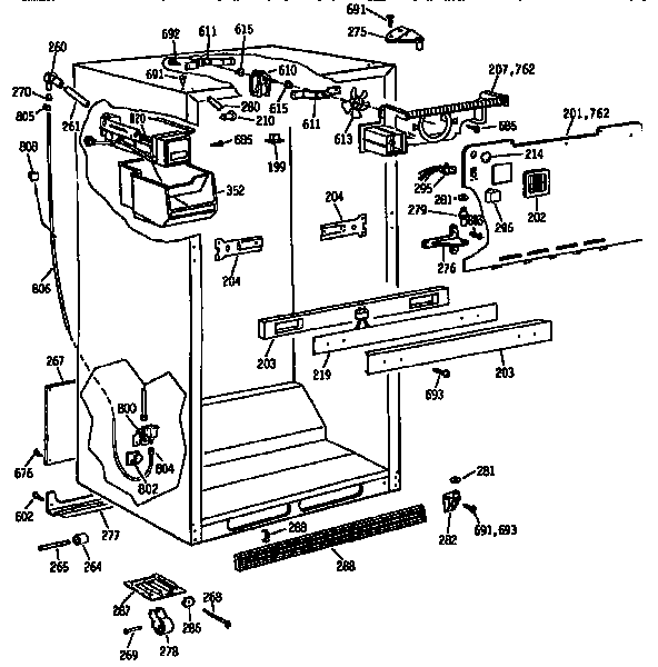 GE TBX21JISRRAD cabinet assembly diagram