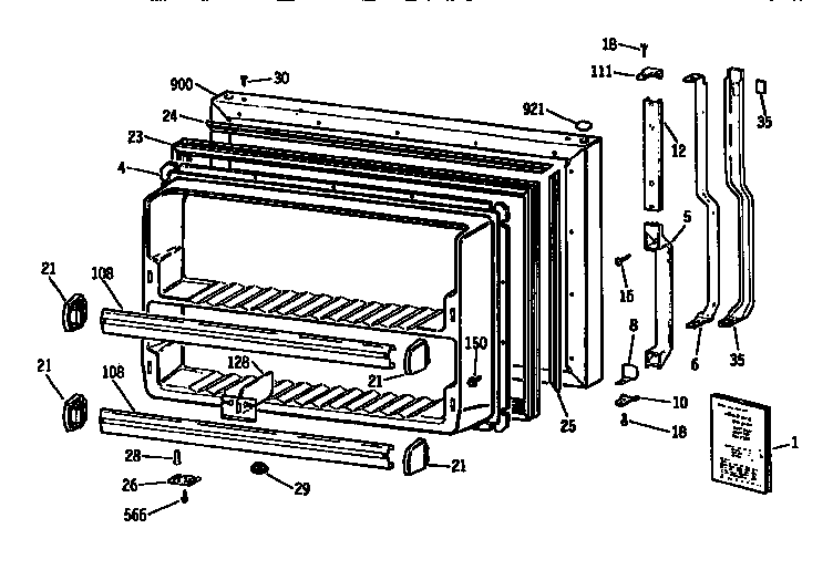 GE TBX21JISYRAD freezer door diagram