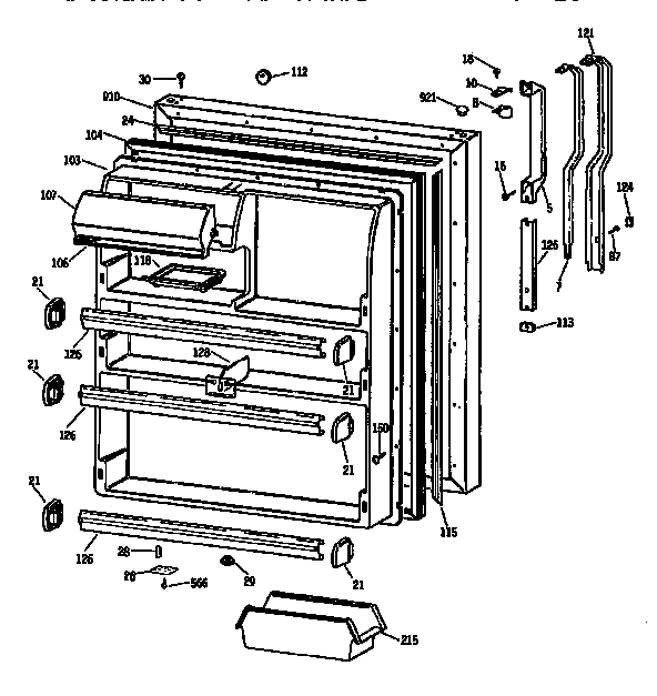 GE TBX21JISYRAD fresh food door diagram