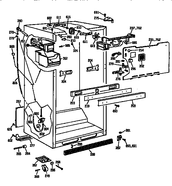 GE TBX21JISYRAD cabinet assembly diagram
