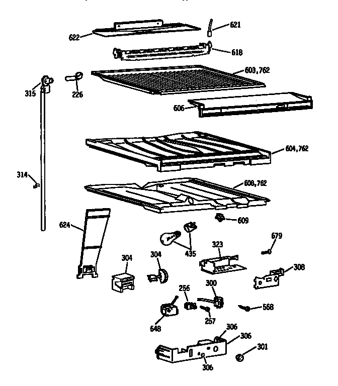 GE TBX21JISYRAD compartment separator assembly diagram