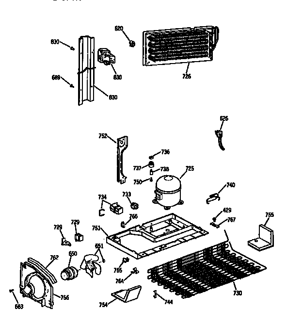 GE TBX21JISYRAD unit assembly diagram
