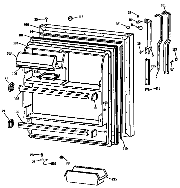 GE TBX18DISJRAD fresh food door diagram