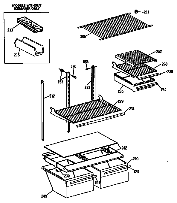 GE TBX18DISJRAD shelf assembly diagram