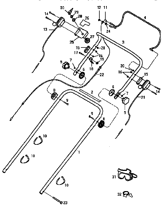 Troybilt 47291 handle assembly diagram