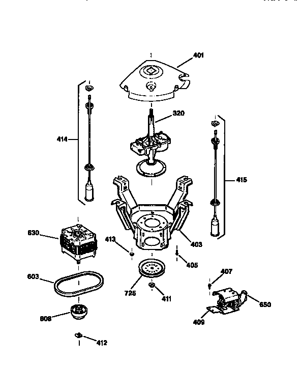 GE WNXR2100T2AA pump and drive components diagram