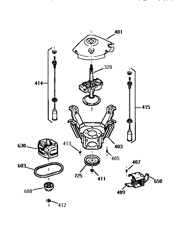 GE WCXR1070T2AA pump & drive components diagram