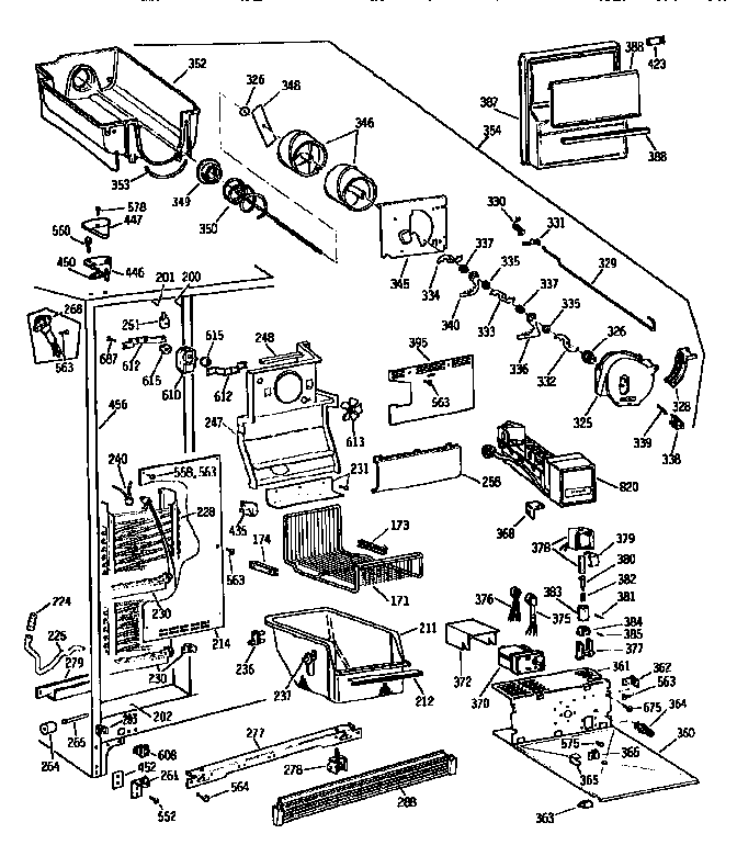 GE TFX24PRXAWW freezer section diagram