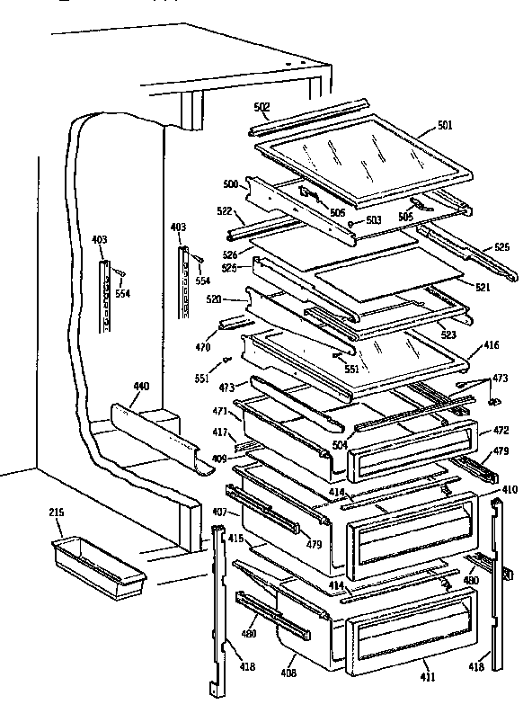 GE TFX24PRXAWW fresh food section diagram