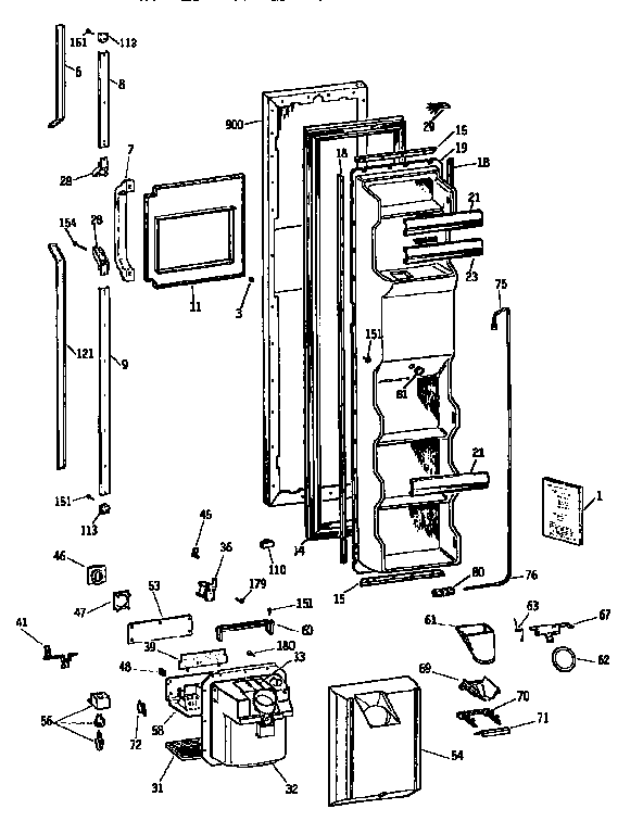 GE TFX24PRXAAA freezer door diagram