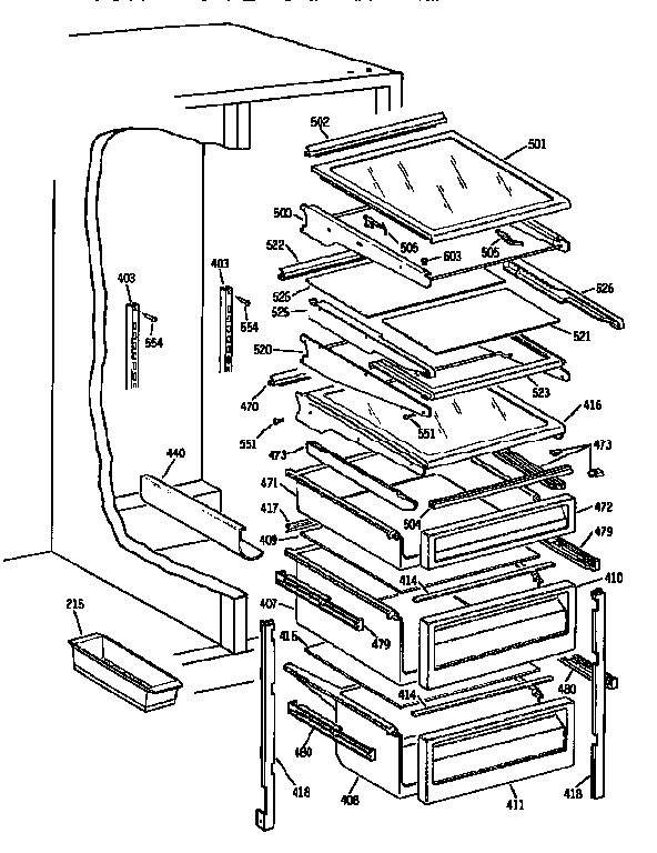 GE TFX24PRXAAA fresh food section diagram