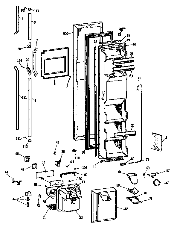 GE TFX22PRXAAA freezer door diagram