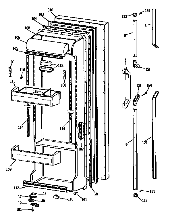 GE TFX22PRXAAA fresh food door diagram