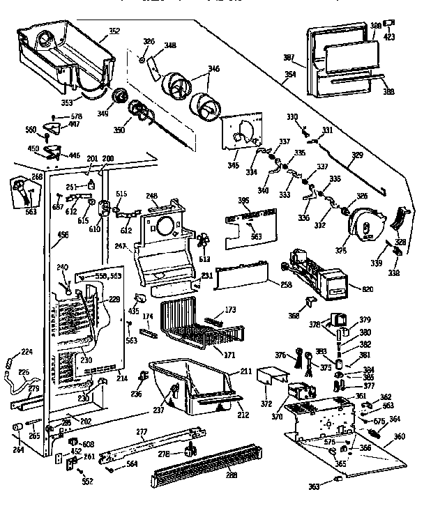 GE TFX22PRXAAA freezer section diagram