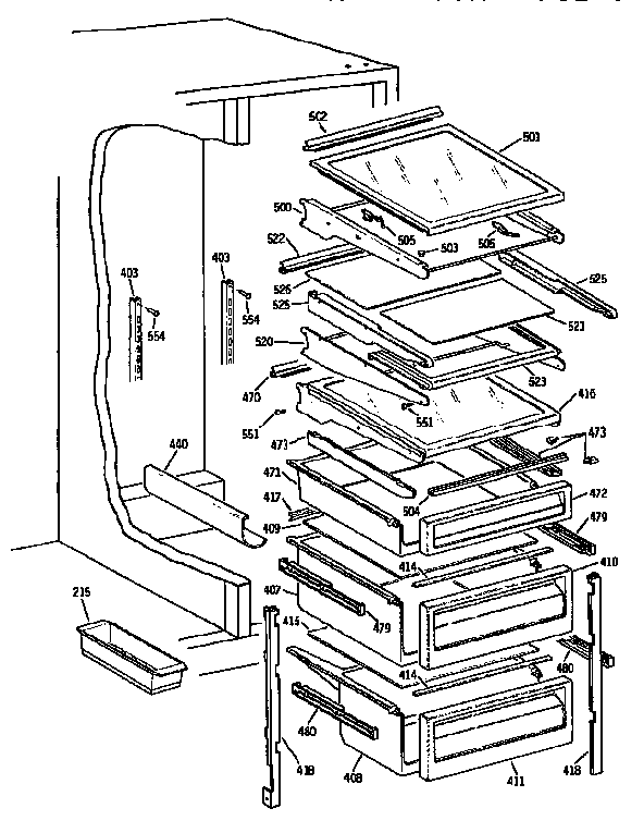 GE TFX22PRXAAA fresh food section diagram