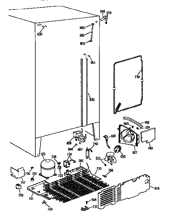 GE TFX22PRXAAA refrigerator unit diagram