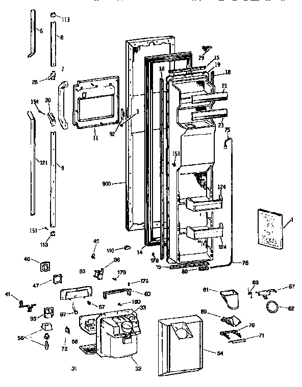 GE TFX27PFXAAA freezer door diagram