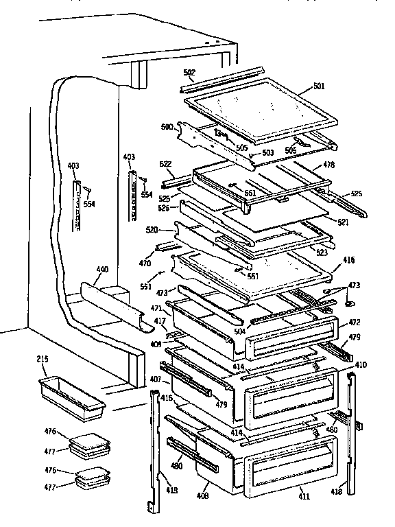 GE TFX27PFXAAA fresh food section diagram