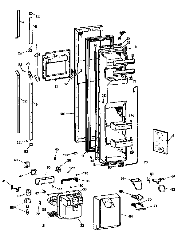 GE TFX27PFXABB freezer door diagram