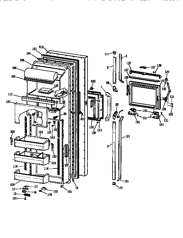 GE TFX27PFXABB fresh food door diagram