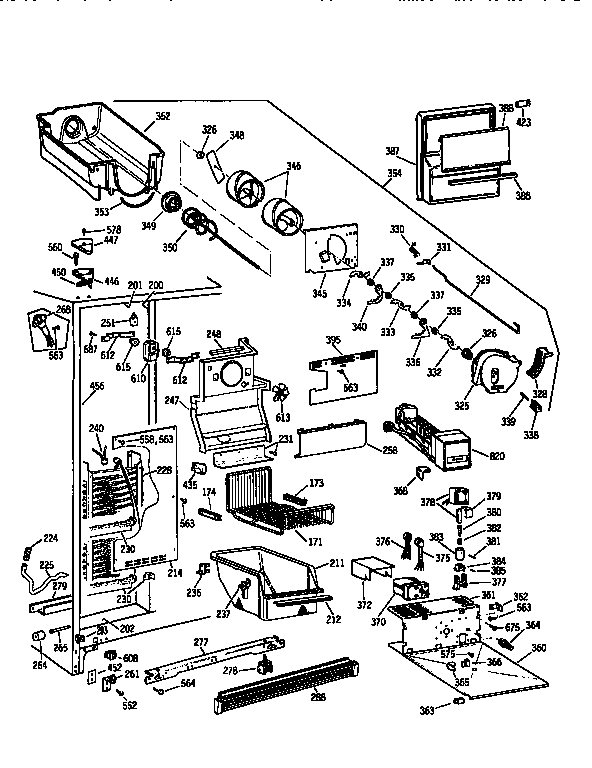 GE TFX27PFXABB freezer section diagram