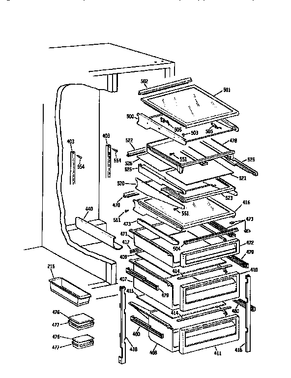 GE TFX27PFXABB fresh food section diagram