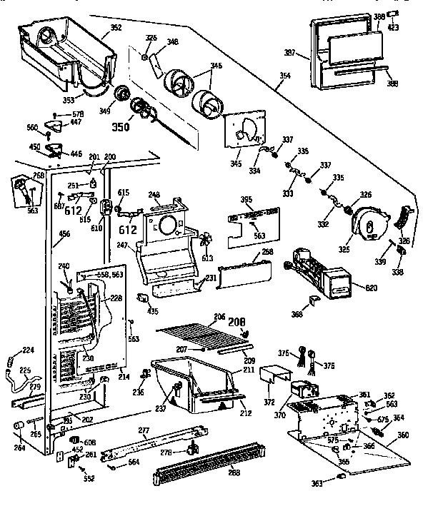 GE TFX22JWXAAA freezer section diagram