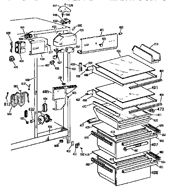 GE TFX22JWXAAA fresh food section diagram