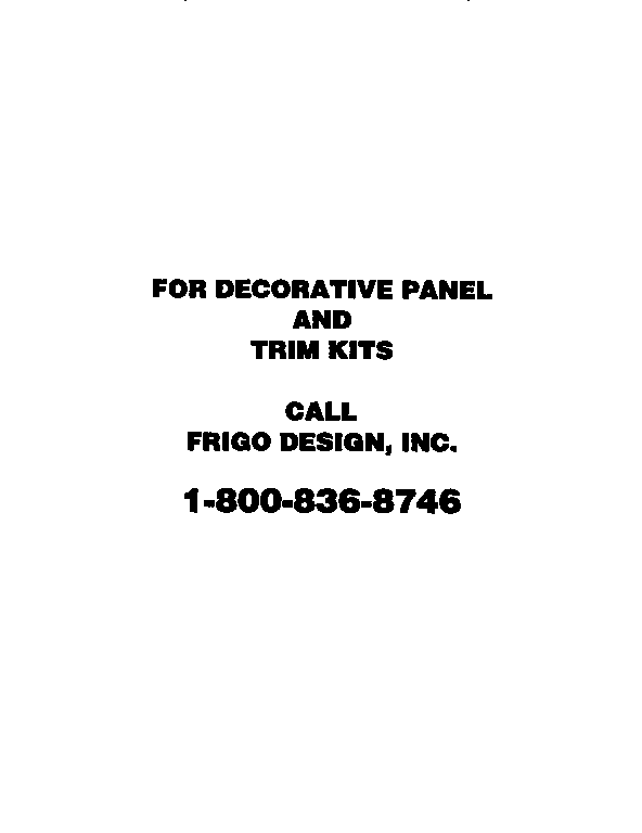 GE TPX21PRXAWW decorative panel and trim kit information diagram