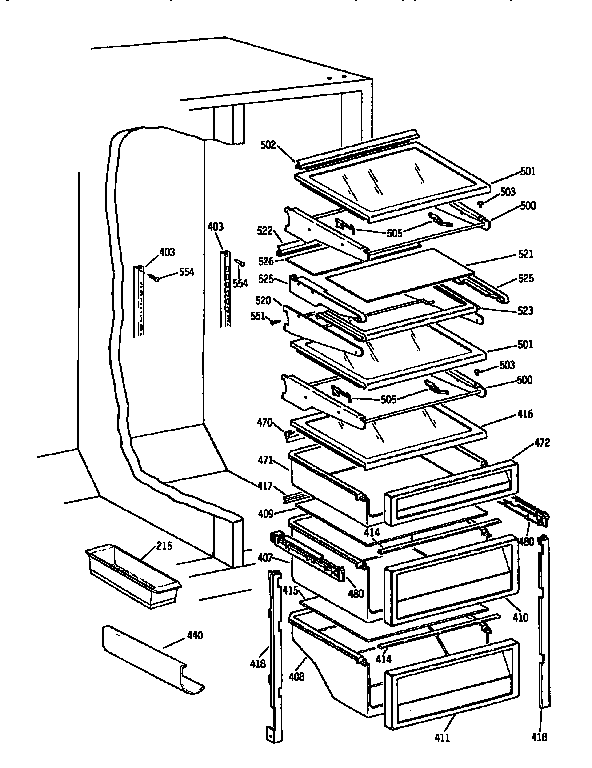 GE TPX21PRXAWW shelf assembly diagram