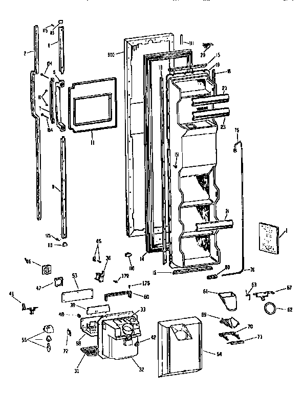 GE TFX24VRSAWH freezer door diagram