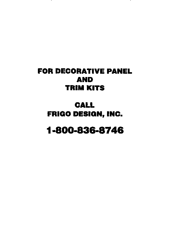 GE TFX24VRSAWH decorative panel and trim kit information diagram