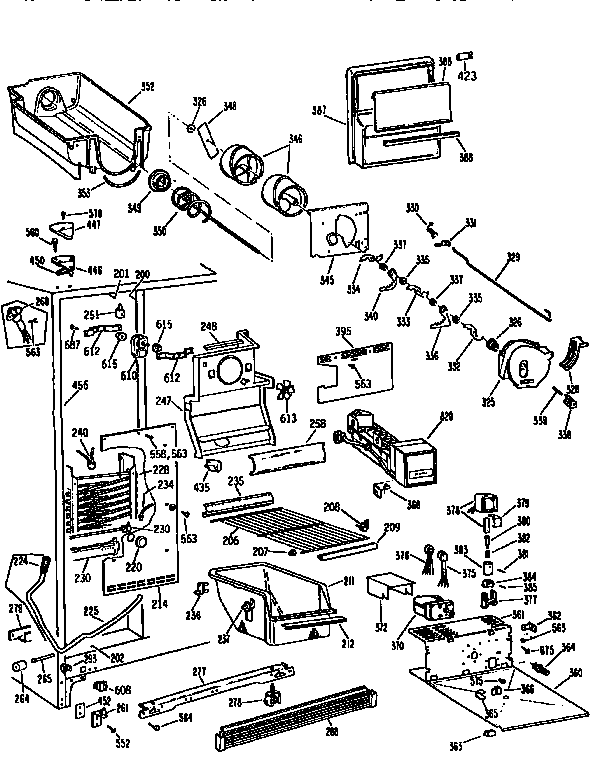 GE TFX24VRSAWH freezer section diagram