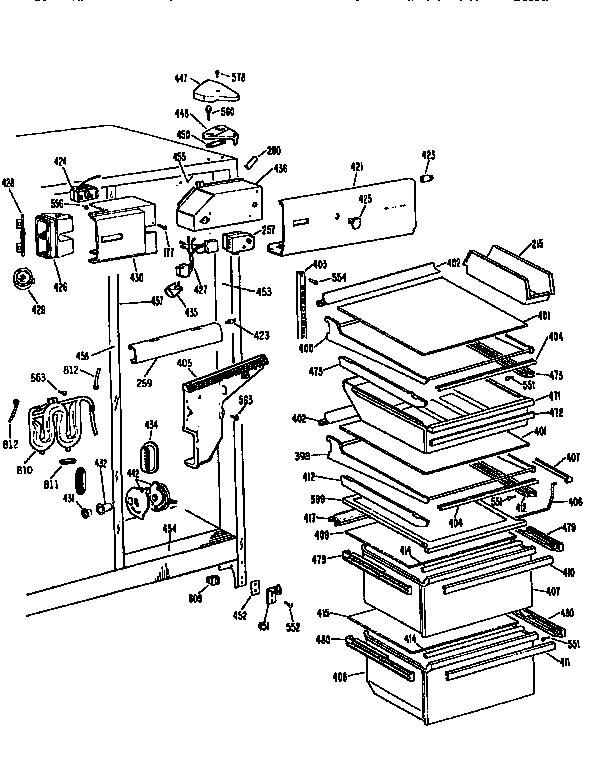 GE TFX24VRSAWH fresh food section diagram