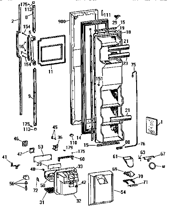 GE TFX24VRSAAD freezer door diagram