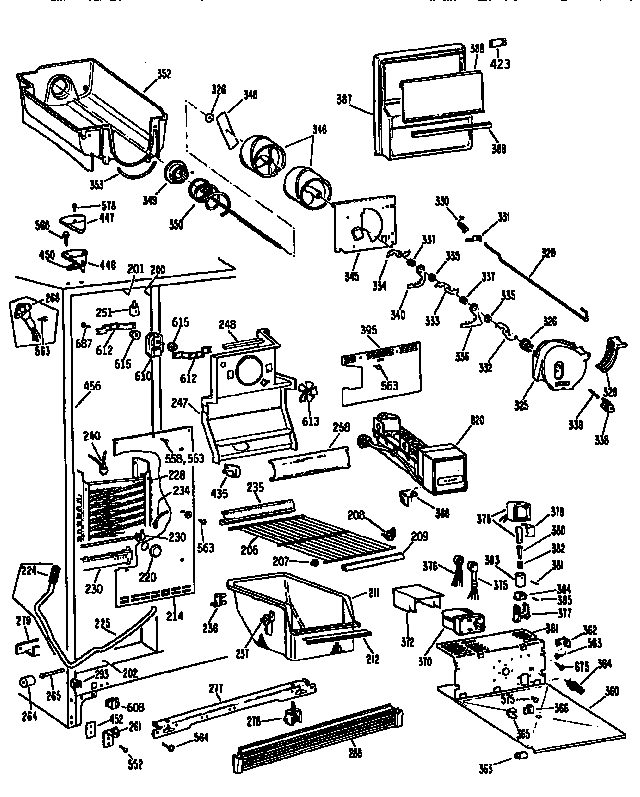 GE TFX24VRSAAD freezer section diagram