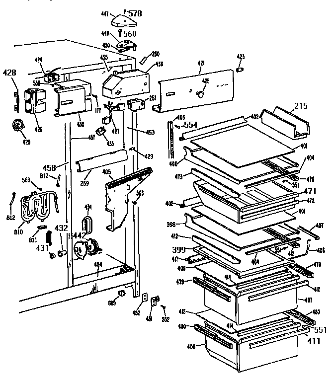 GE TFX24VRSAAD fresh food section diagram