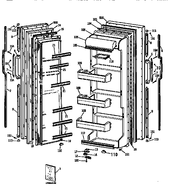 GE TFX20JAXAAA doors diagram