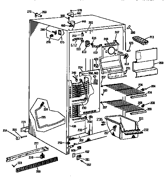 GE TFX20JAXAAA freezer section diagram