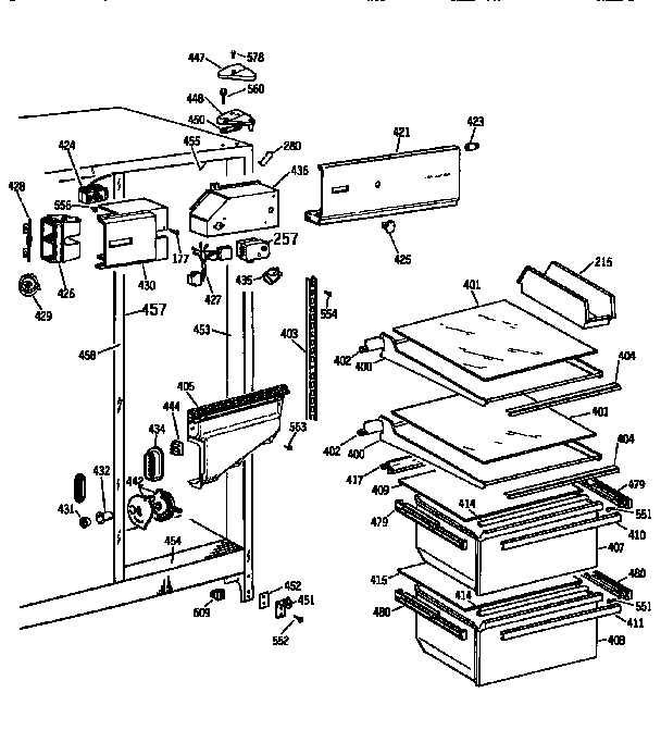 GE TFX20JAXAAA fresh food section diagram